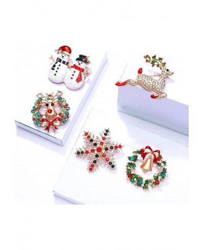 9PCS Christmas Brooch Pins for Women Girls Enamel Crystal Christmas Brooches Set Festive Holiday Decorations Xmas Gifts $16.0...