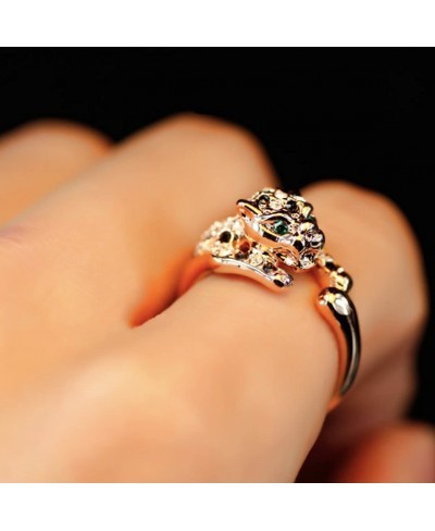 Rose Gold Plated Animal Leopard Ring with Clear and Black Cubic Zirconia Jaguar Sport Dots Fashion Jewelry for Women $18.16 S...