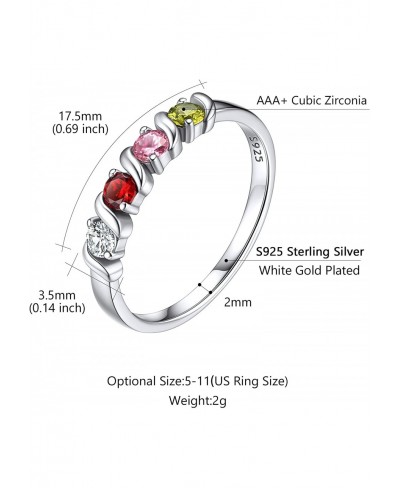 Personalized Mom Rings with 1-5 Birthstones Names Engraved Sterling Silver Size 5-11 Mother's Daughter Grandma Ring Customize...