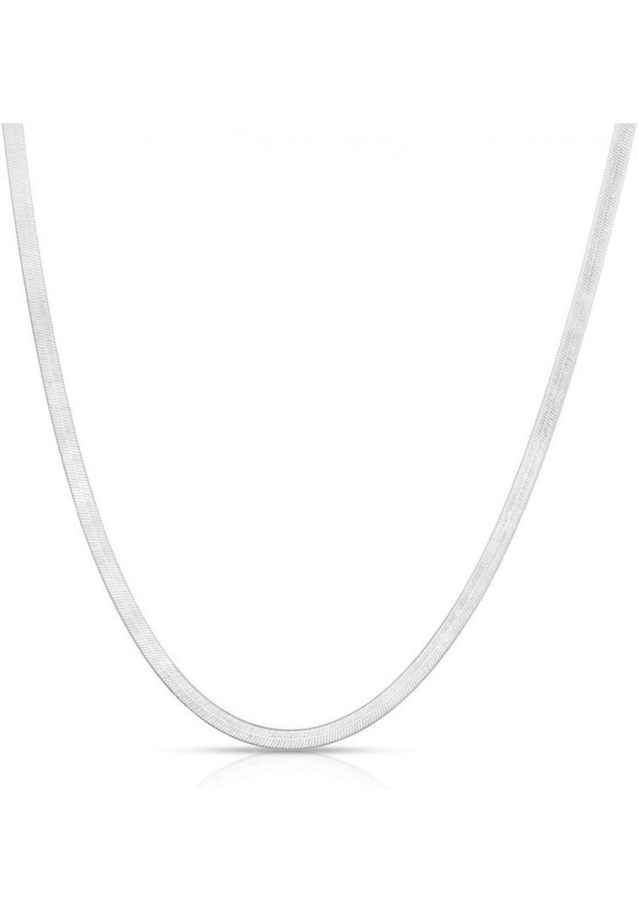 .925 Sterling Silver 3.2MM 4.3MM 5.3mm 6.8MM or 9MM Flexible Flat Magic Herringbone Chain Necklace $23.81 Chains