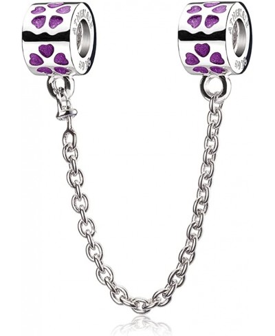 925 Sterling Silver Purple Love Conection Safety Chain Bead Fit All European Bracelets $34.40 Charms & Charm Bracelets