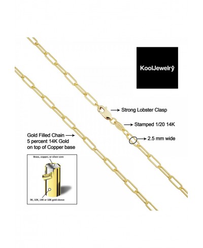 Solid 14k Yellow Gold Filled Paperclip Chain Bracelet for Women (2.5 mm 7.5 inch) $20.76 Link