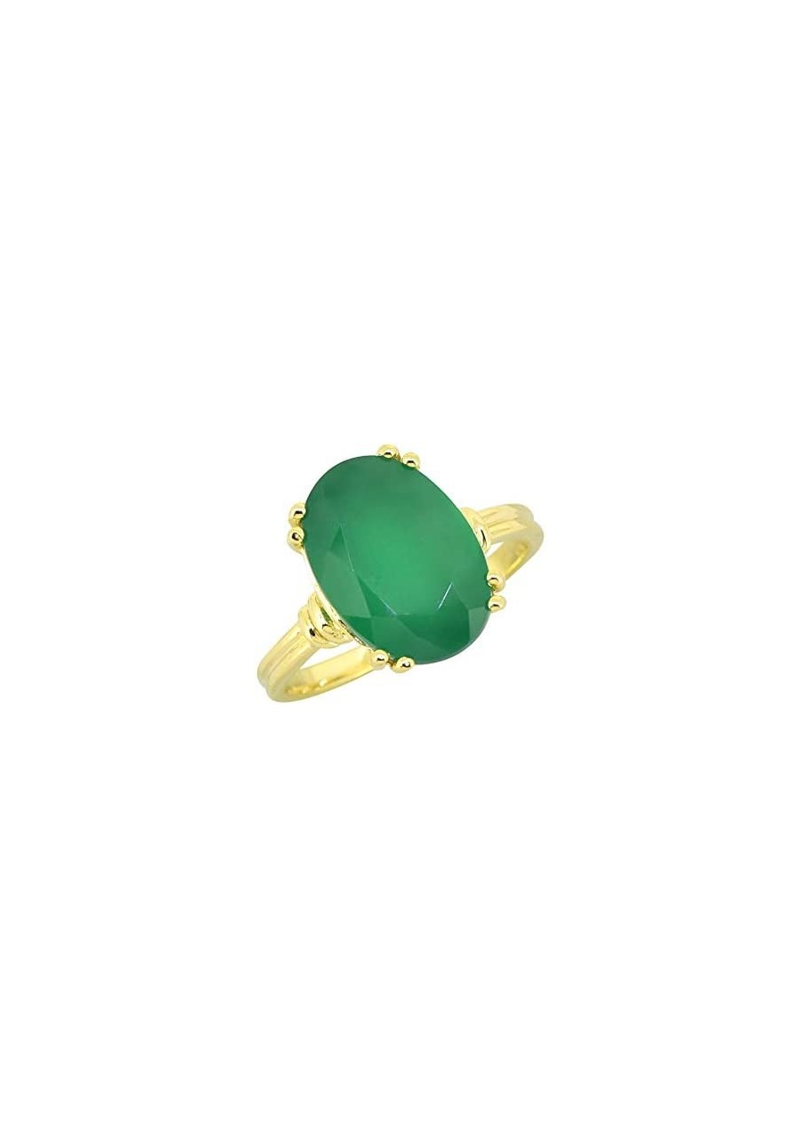 10x14 MM Oval Green Onyx Solitaire Ring 18kt Gold over Silver $33.22 Statement