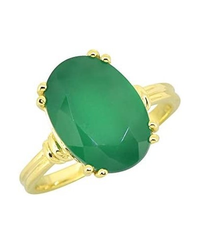 10x14 MM Oval Green Onyx Solitaire Ring 18kt Gold over Silver $33.22 Statement