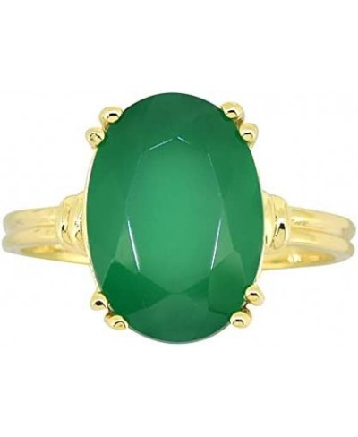 10x14 MM Oval Green Onyx Solitaire Ring 18kt Gold over Silver $33.22 Statement