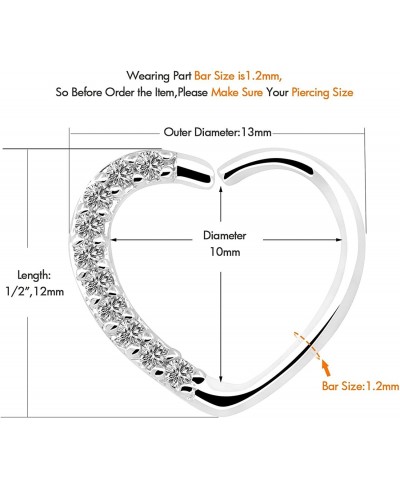 Body Piercing Jewelry Heart Sharped Right Closure Daith Cartilage Tragus Helix Earrings 16 Gauge $14.67 Piercing Jewelry