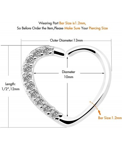 Body Piercing Jewelry Heart Sharped Right Closure Daith Cartilage Tragus Helix Earrings 16 Gauge $14.67 Piercing Jewelry