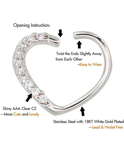 Body Piercing Jewelry Heart Sharped Right Closure Daith Cartilage Tragus Helix Earrings 16 Gauge $14.67 Piercing Jewelry