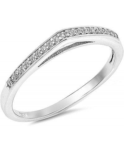 Semi Eternity Engagement Wedding Band Ring Round Cubic Zirconia 925 Sterling Silver $14.57 Eternity Rings