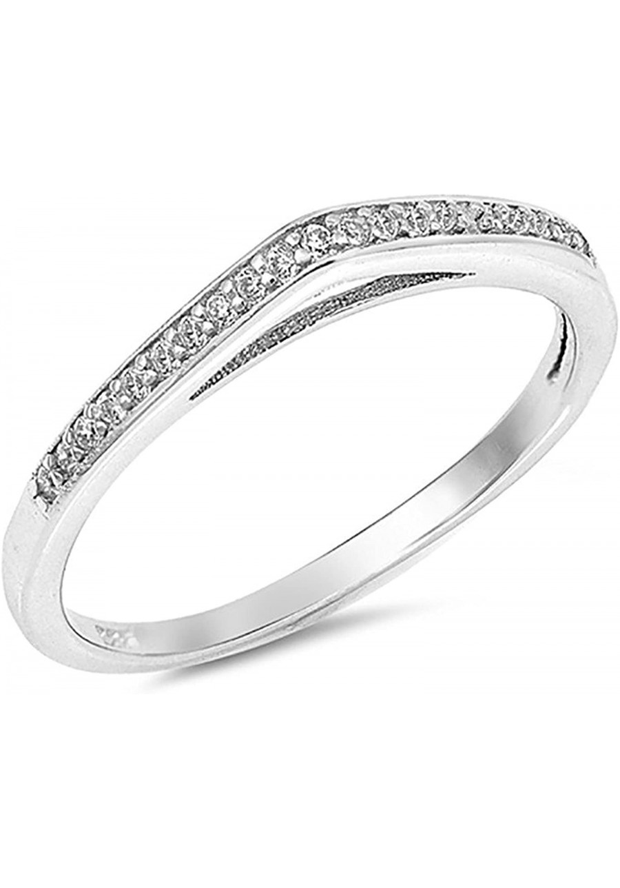 Semi Eternity Engagement Wedding Band Ring Round Cubic Zirconia 925 Sterling Silver $14.57 Eternity Rings