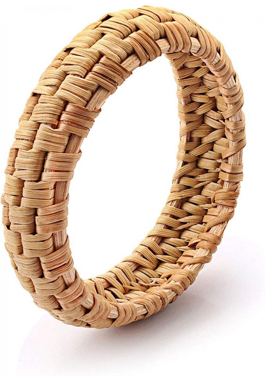 Rattan Bracelet For Women Handmade Lightweight Straw Wicker Braid Woven Bangle Bracelet Statement Chunky Bangle Bracelet (Cla...