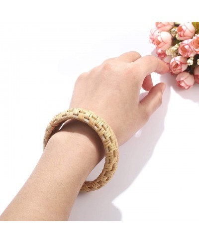 Rattan Bracelet For Women Handmade Lightweight Straw Wicker Braid Woven Bangle Bracelet Statement Chunky Bangle Bracelet (Cla...