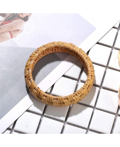 Rattan Bracelet For Women Handmade Lightweight Straw Wicker Braid Woven Bangle Bracelet Statement Chunky Bangle Bracelet (Cla...