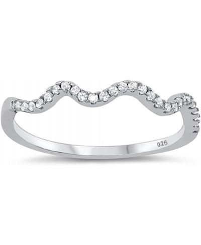 White CZ Wave Micro Pave Wavy Stacking Ring .925 Sterling Silver Band Sizes 4-10 $16.03 Bands
