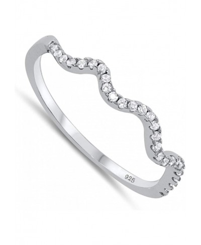 White CZ Wave Micro Pave Wavy Stacking Ring .925 Sterling Silver Band Sizes 4-10 $16.03 Bands