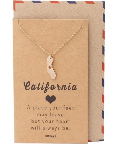 California State Necklace Handmade California Map Pendant Charm Inspirational Necklace with Greeting Card $19.43 Pendant Neck...