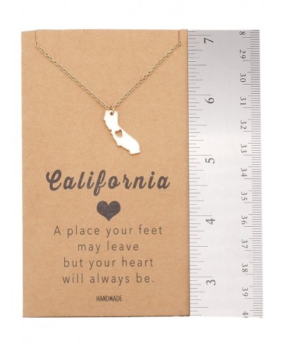 California State Necklace Handmade California Map Pendant Charm Inspirational Necklace with Greeting Card $19.43 Pendant Neck...