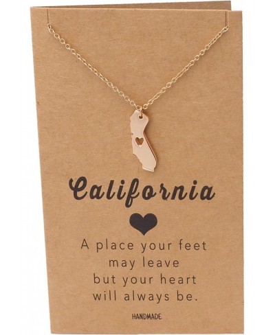 California State Necklace Handmade California Map Pendant Charm Inspirational Necklace with Greeting Card $19.43 Pendant Neck...