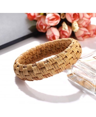 Rattan Bracelet For Women Handmade Lightweight Straw Wicker Braid Woven Bangle Bracelet Statement Chunky Bangle Bracelet (Cla...