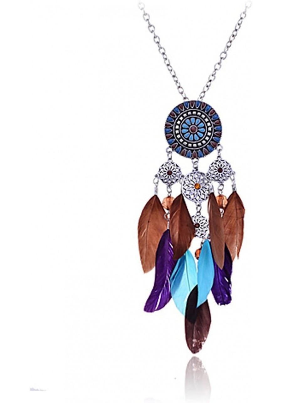 Women's Bohemian Enamel Dream Catcher Colorful Long Feathers Pendants Dangle Earrings (er006101) $10.07 Pendant Necklaces