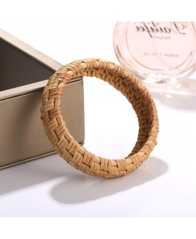 Rattan Bracelet For Women Handmade Lightweight Straw Wicker Braid Woven Bangle Bracelet Statement Chunky Bangle Bracelet (Cla...