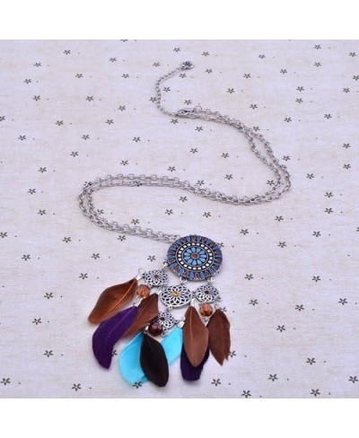 Women's Bohemian Enamel Dream Catcher Colorful Long Feathers Pendants Dangle Earrings (er006101) $10.07 Pendant Necklaces