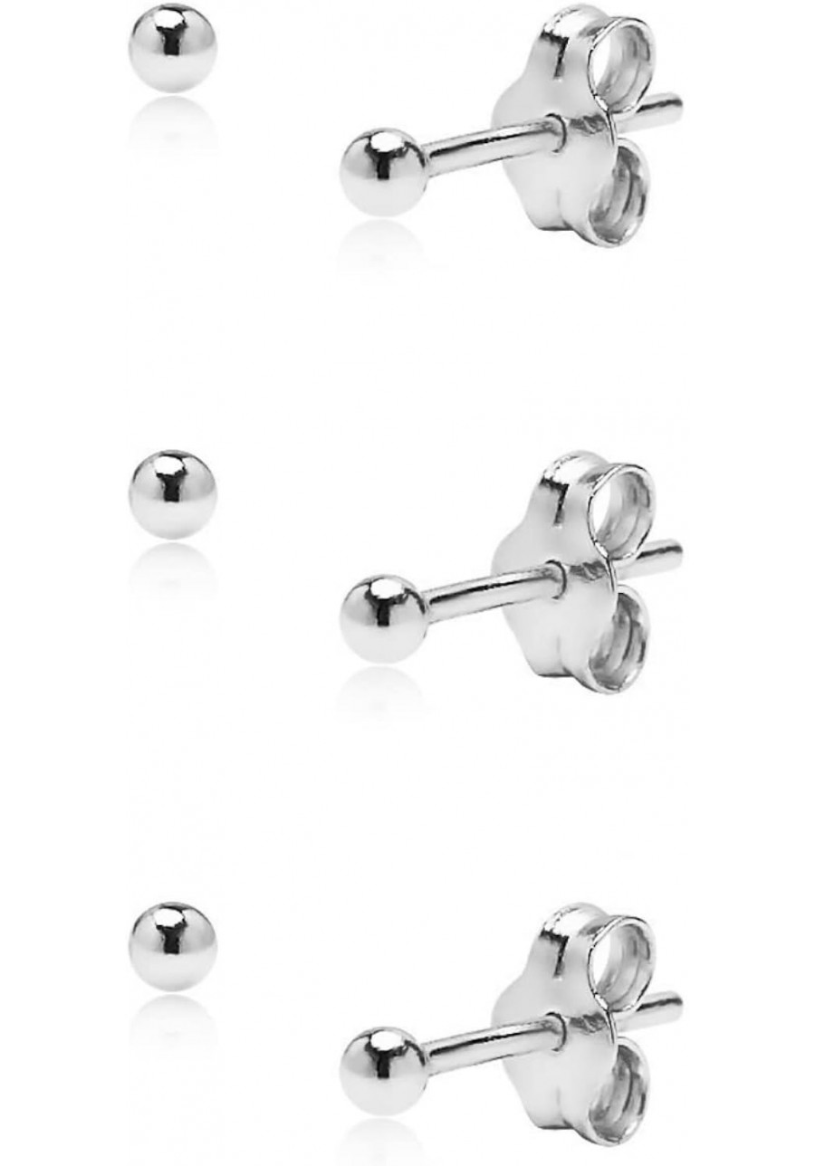 High Polished 925 Sterling Silver 3 Pair Set of 2mm Ball Stud Earrings $13.24 Stud