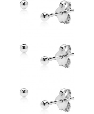 High Polished 925 Sterling Silver 3 Pair Set of 2mm Ball Stud Earrings $13.24 Stud