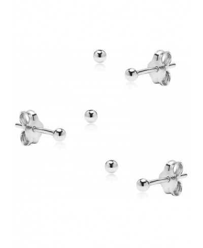 High Polished 925 Sterling Silver 3 Pair Set of 2mm Ball Stud Earrings $13.24 Stud