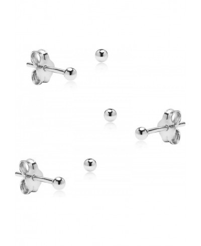 High Polished 925 Sterling Silver 3 Pair Set of 2mm Ball Stud Earrings $13.24 Stud