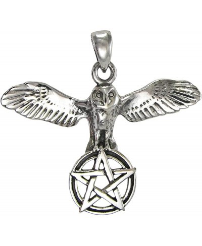 Sterling Silver Owl Pentacle Symbol of Wisdom Pendant $32.13 Pendants & Coins