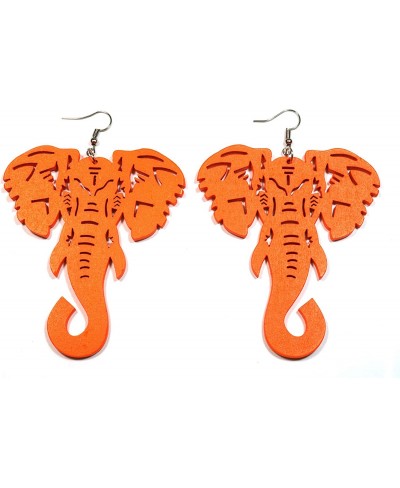 Elephants African Animal Laser Cut Pop Colorful Wood Fashion Jewelry Light Weight Dangle Drop Earrings $13.26 Drop & Dangle