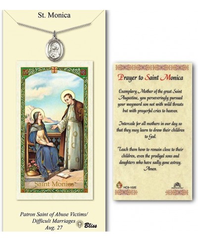 Pewter St. Monica Medal on an 18 inch Lite Curb Chain with a Prayer to St Monica Prayer Card. $39.77 Pendants & Coins