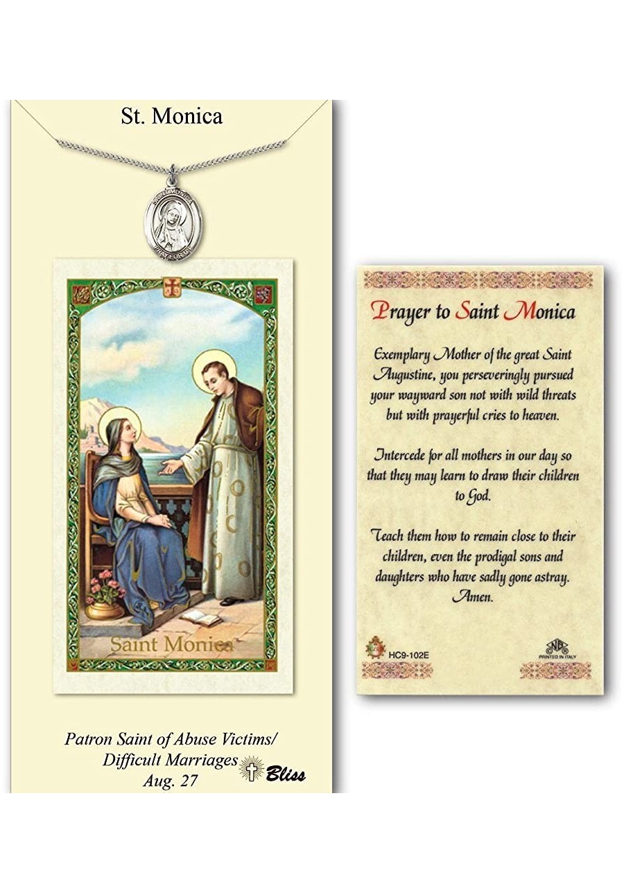 Pewter St. Monica Medal on an 18 inch Lite Curb Chain with a Prayer to St Monica Prayer Card. $39.77 Pendants & Coins