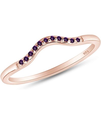 Round Cut Simulated Amethyst Curved Wedding Band Ring in 14k Gold Over Sterling Silver $29.64 Wedding Bands