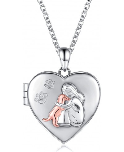 Pet Locket Necklace That Holds Photo Pictures 925 Silver Dog Puppy Heart Memorial Pendant Jewelry for Women Girl $41.23 Penda...