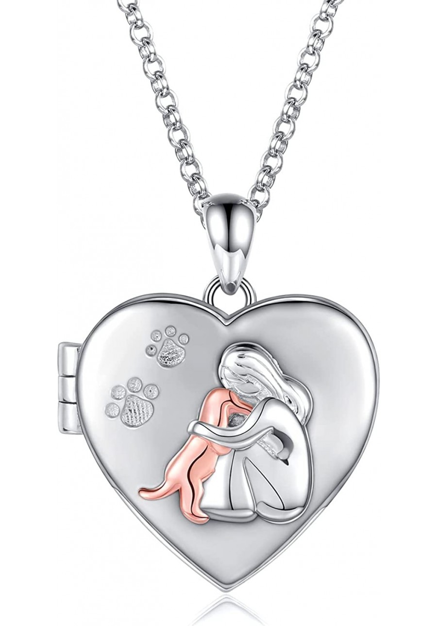 Pet Locket Necklace That Holds Photo Pictures 925 Silver Dog Puppy Heart Memorial Pendant Jewelry for Women Girl $41.23 Penda...