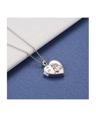 Pet Locket Necklace That Holds Photo Pictures 925 Silver Dog Puppy Heart Memorial Pendant Jewelry for Women Girl $41.23 Penda...