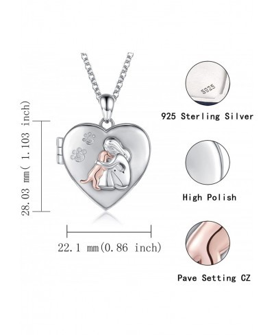 Pet Locket Necklace That Holds Photo Pictures 925 Silver Dog Puppy Heart Memorial Pendant Jewelry for Women Girl $41.23 Penda...