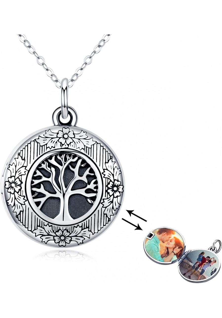 Tree of Life Locket Necklace Locket Necklace That Holds Pictures S925 Sterling Silver Vintage Oxidized Tree of Life photo Pen...