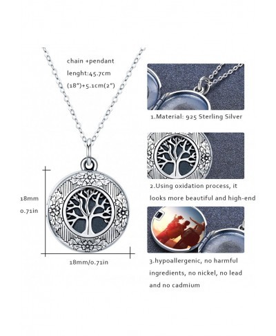 Tree of Life Locket Necklace Locket Necklace That Holds Pictures S925 Sterling Silver Vintage Oxidized Tree of Life photo Pen...