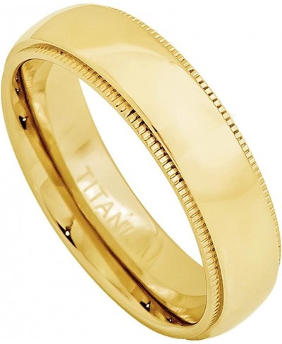 5mm Titanium Yellow Gold Plated Domed Ring with Milgrain Wedding Band Ring for Men Or Ladies $18.73 Bands