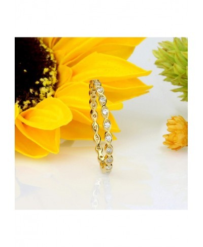 Yellow Gold Plated Sterling Silver Wedding & Engagement Ring Clear CZ Eternity Ring 2MM (Size 4 to 9) $20.17 Eternity Rings