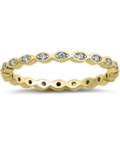 Yellow Gold Plated Sterling Silver Wedding & Engagement Ring Clear CZ Eternity Ring 2MM (Size 4 to 9) $20.17 Eternity Rings