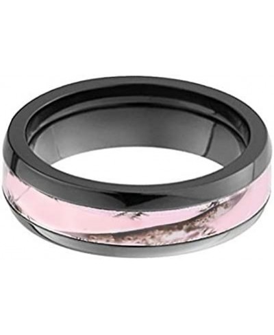 Pink Womens Black Camo Wedding Rings Set Stainless Steel Engagement Rings $38.76 Wedding Bands