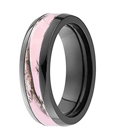 Pink Womens Black Camo Wedding Rings Set Stainless Steel Engagement Rings $38.76 Wedding Bands