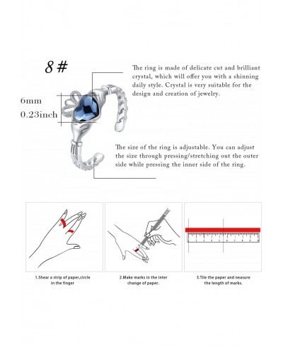 Celtic Knot Heart Crown Claddagh Rings For Women Sterling Silver With Blue Heart Crystal Irish Adjustable Wedding Band Finger...