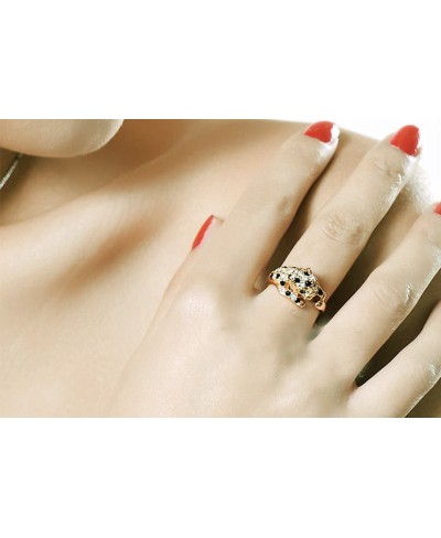 Rose Gold Plated Animal Leopard Ring with Clear and Black Cubic Zirconia Jaguar Sport Dots Fashion Jewelry for Women $18.16 S...