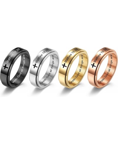 with God All Things are Possible. Religious Christian Quote Inspirational Ring Bible Verse Stainless Steel Step Edges Spinner...