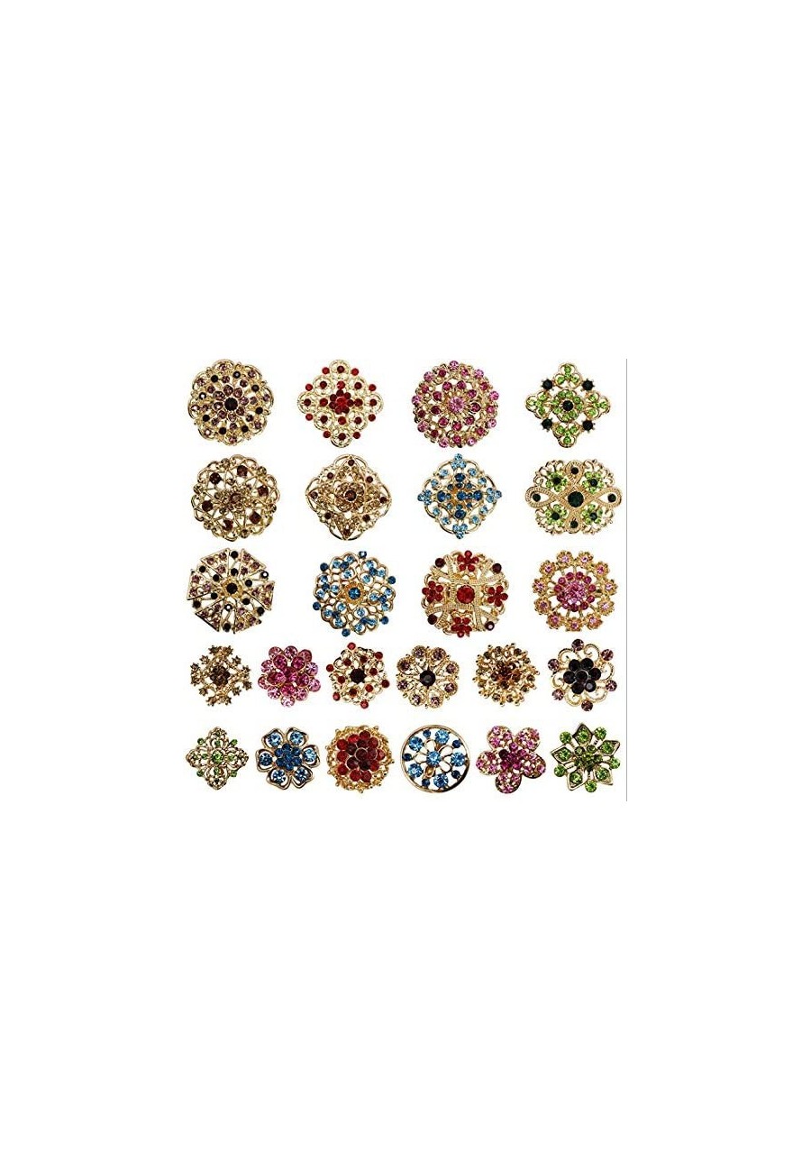 24 pcs Mixed Color Rhinestone Crystal Flower Brooch Pins Set AMBR676 $12.55 Brooches & Pins